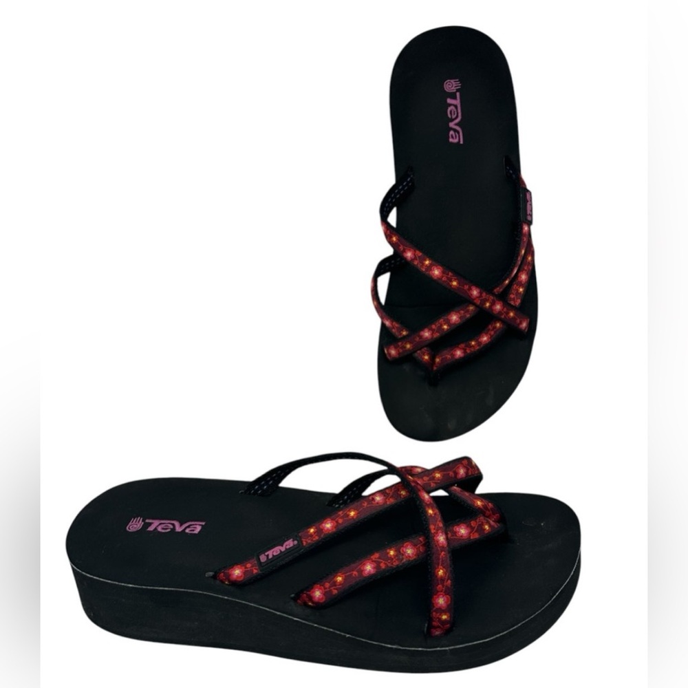 TEVA MANDALYN REF FLOWERS WOMENS WEDGES FLIP FLOP SANDALS